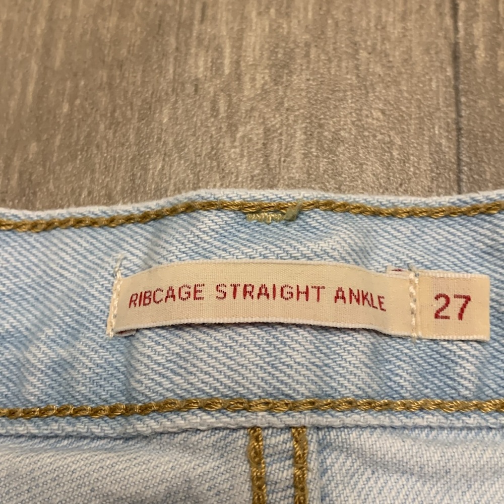 Womens Levi’s Ribcage Distressed Washed Straight Ankle Denim Jeans - Picture 6 of 11